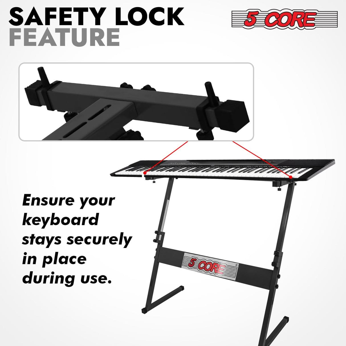 Heavy duty piano stand Z shape with lift holder by 5Core