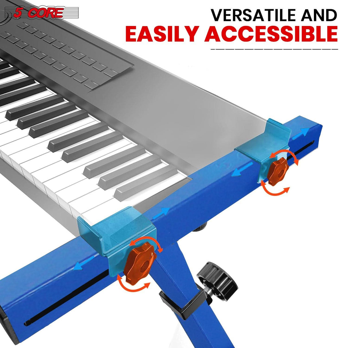 Blue Z shaped piano riser stand with adjustable height by 5Core