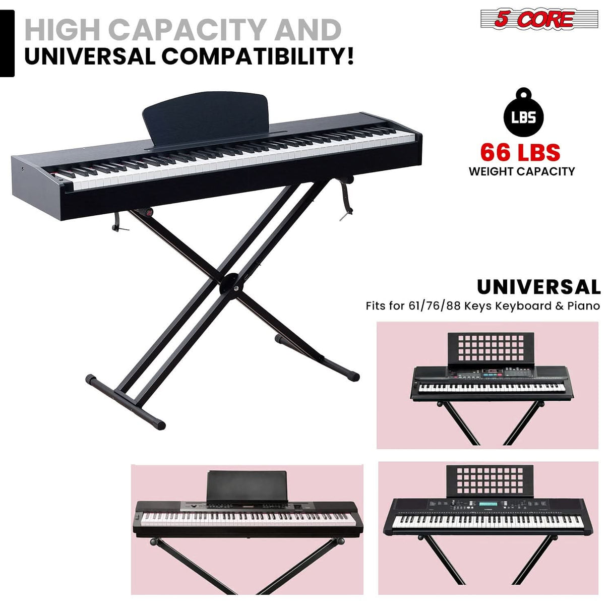 5 Core Keyboard Stand Height Adjustable One Hand Trigger Quick Release Portable Key Board DJ Stands