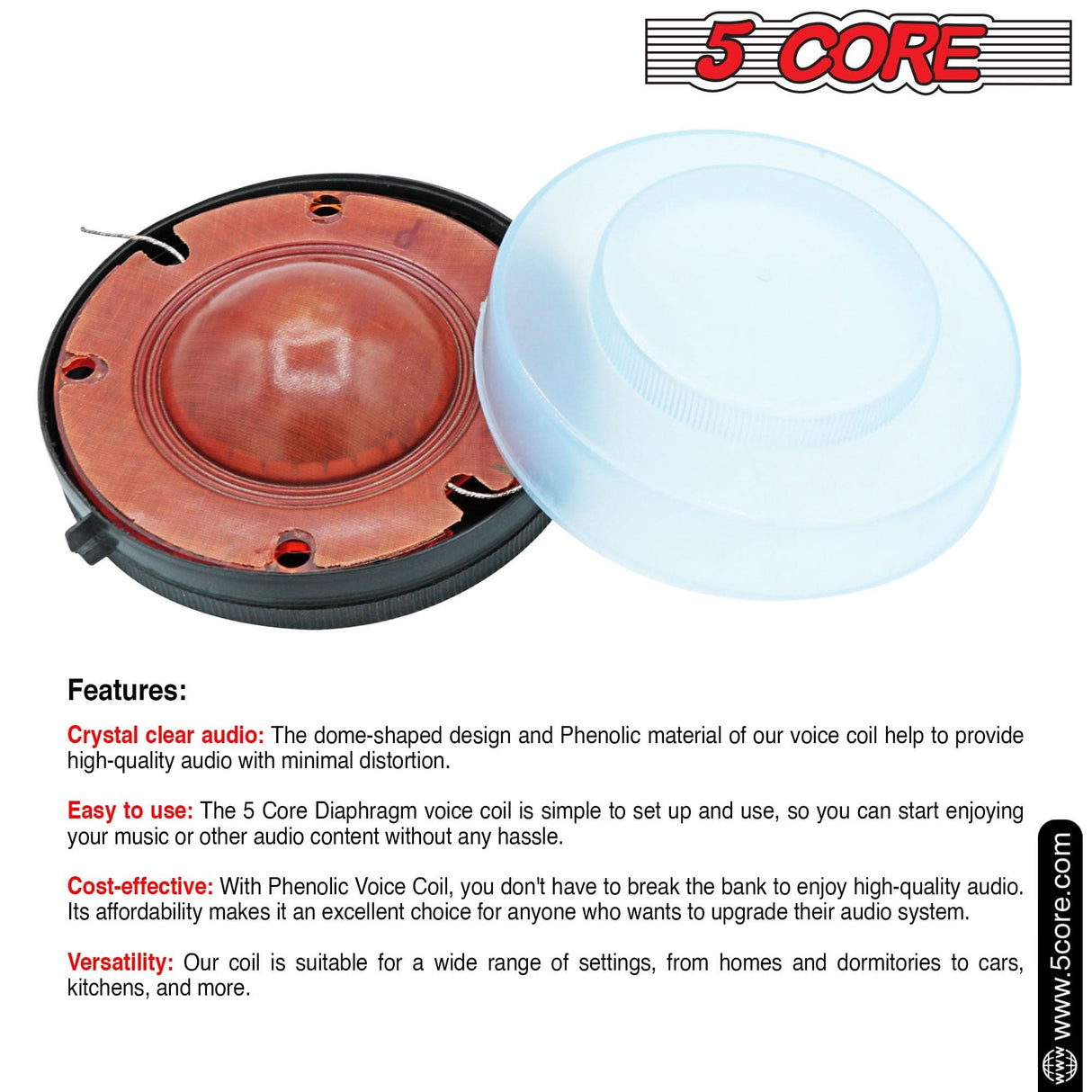 5Core 2" Replacement Phenolic Tweeter Diaphragm Voice Coil High Pitch Horn