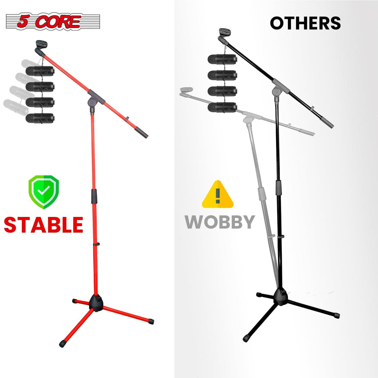 Tripod base 5Core mic stand with versatile boom adjustment