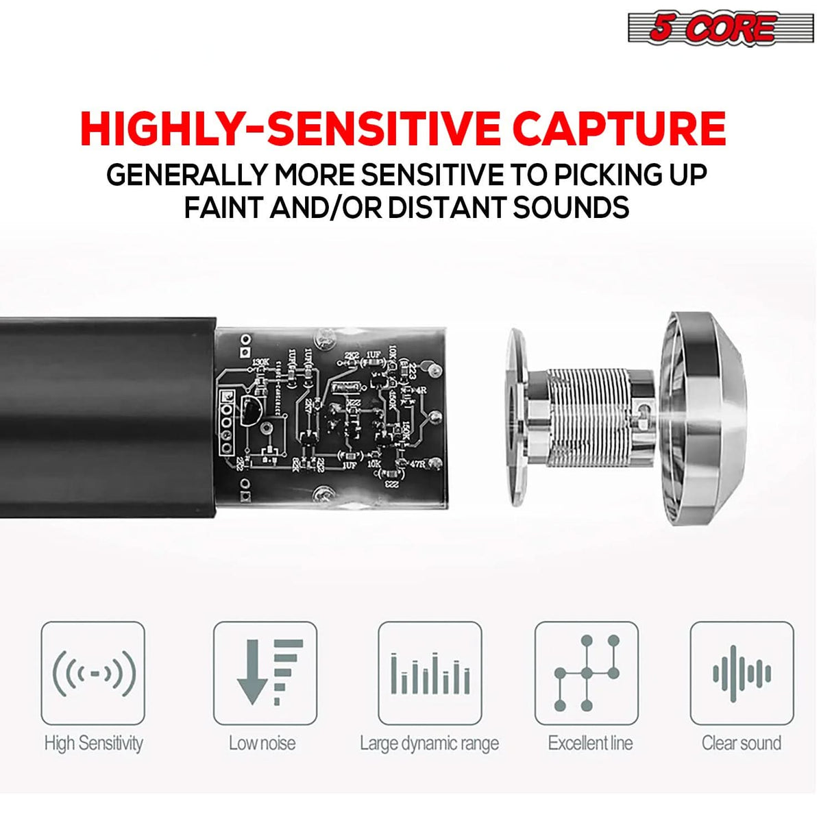 5Core cardioid condenser mic podcast bundle with boom arm for professional recording and streaming