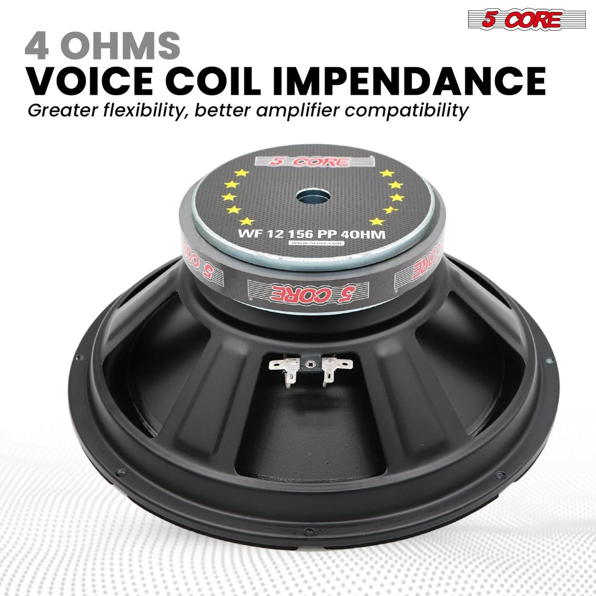 5 Core 12 Inch Subwoofer 400W Car Audio Woofer 4 Ohm Replacement Deep Bass Component Loud Speaker