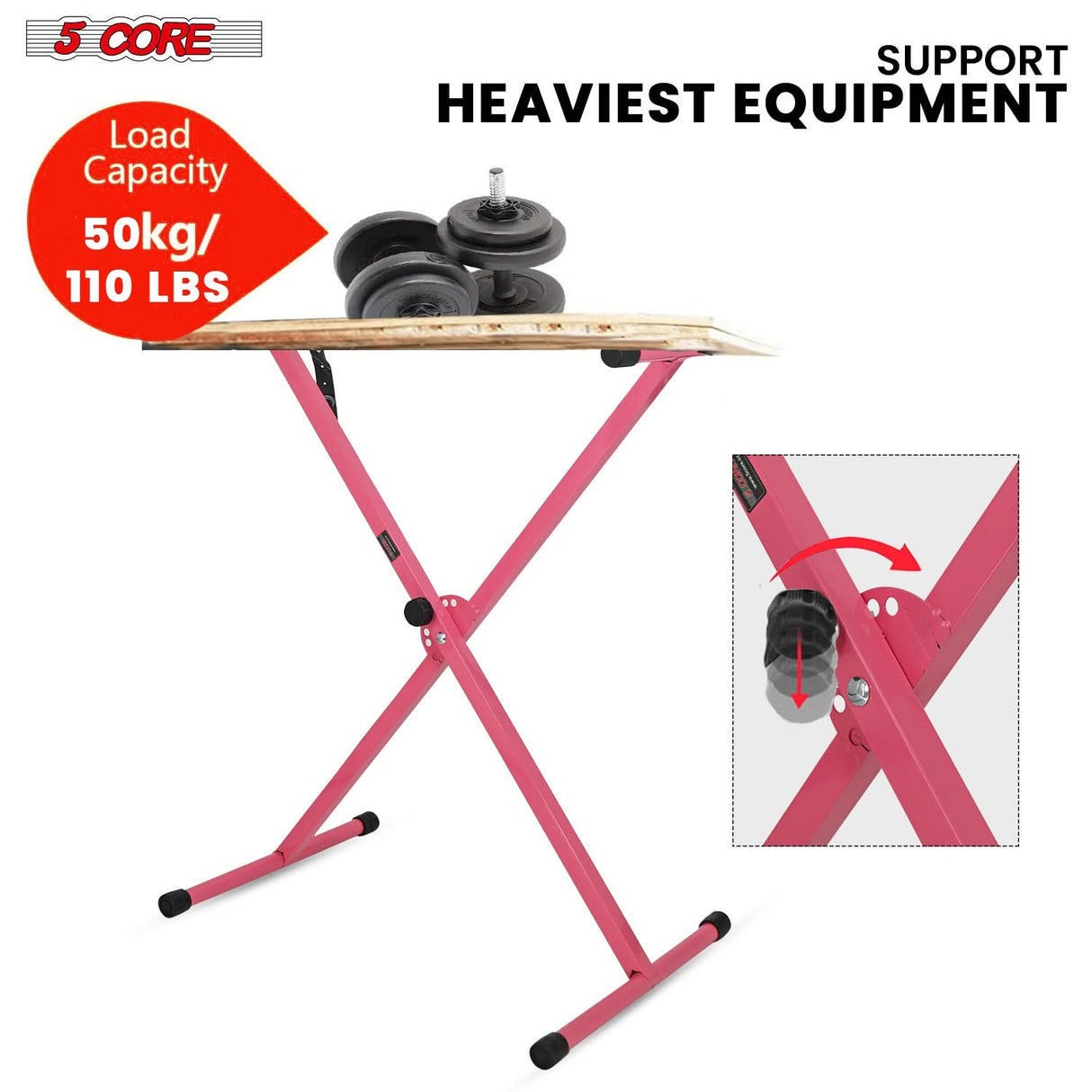 5 Core Keyboard Stand Piano Bench Combo Adjustable Key Board Stands 2" Padded Musician Chair Set
