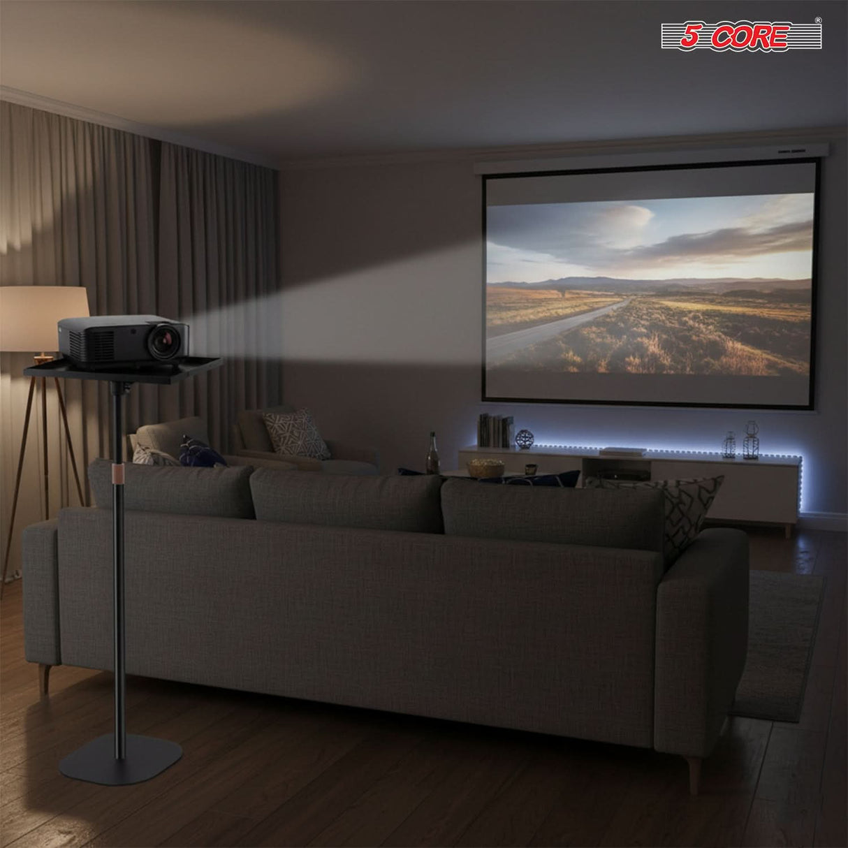 5 Core Projector Stand Floor Adjustable 53" Universal Projectors Support for Home Office & Studio