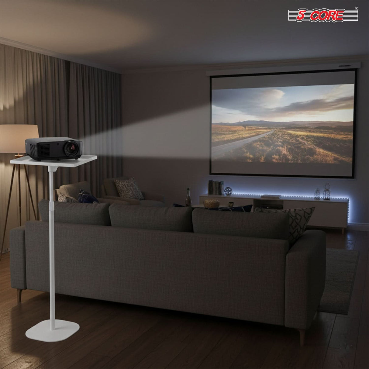 5 Core Projector Stand Floor Adjustable 53" Universal Projectors Support for Home Office & Studio