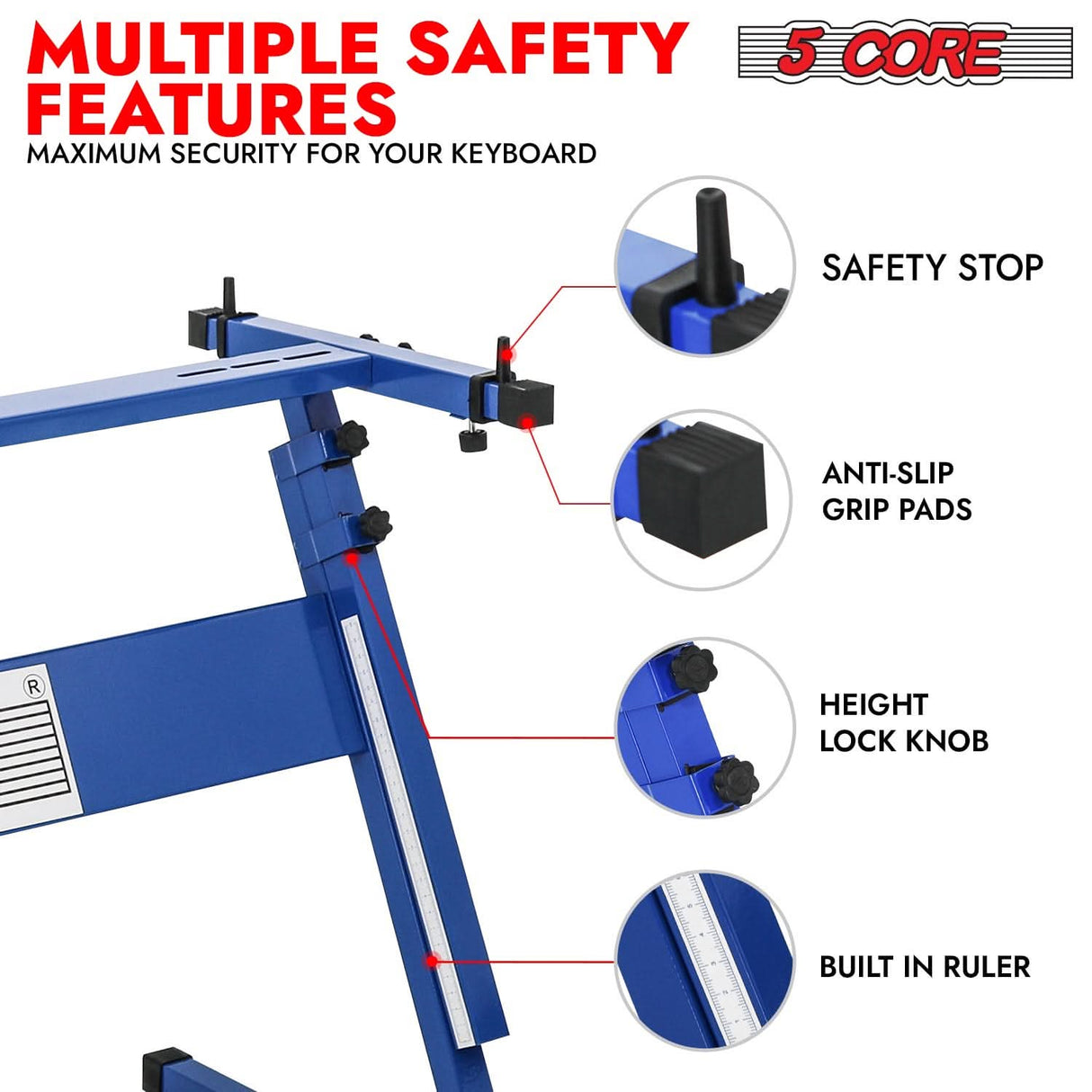 Z style electric piano riser stand sturdy and adjustable by 5Core