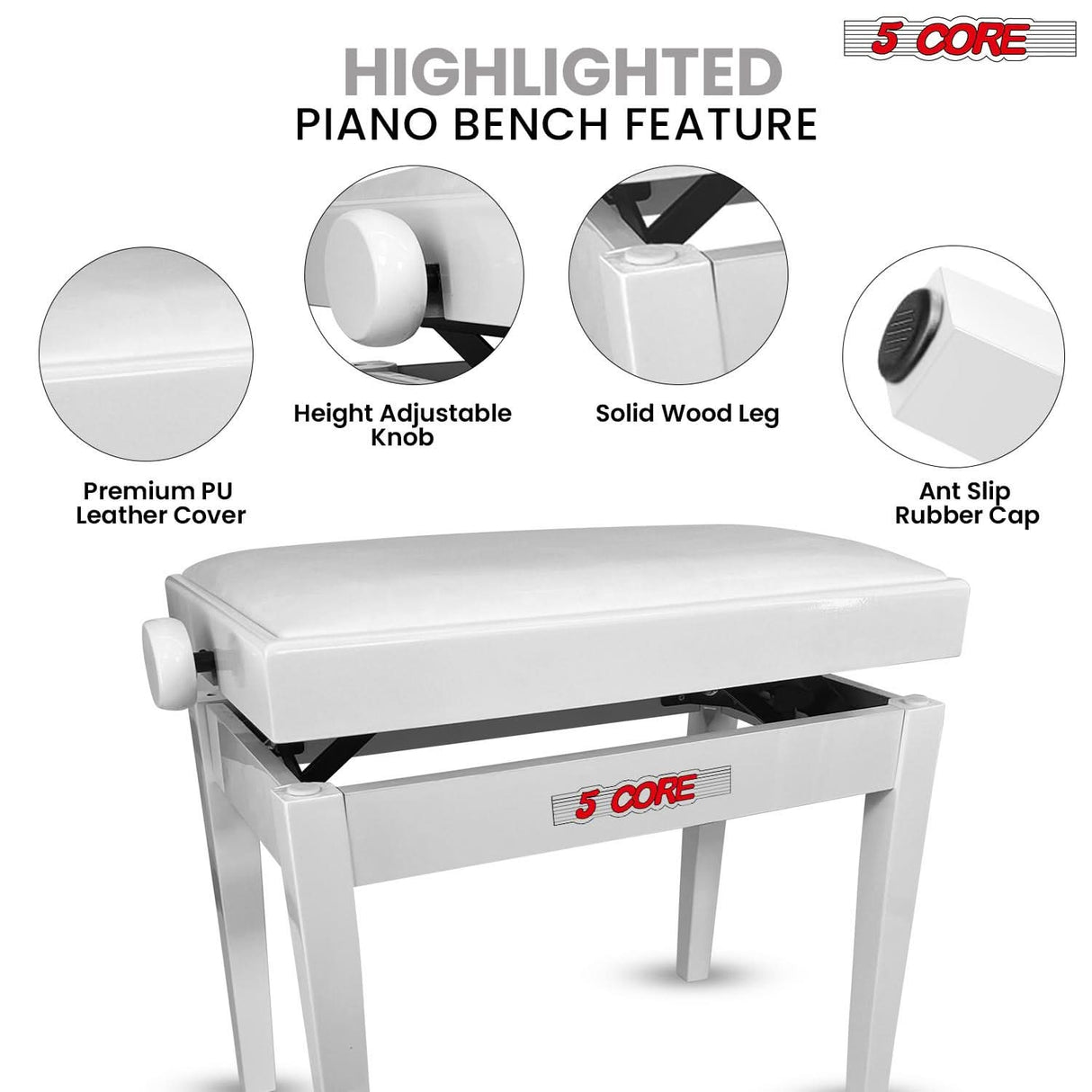 highlighted features of keyboard bench
