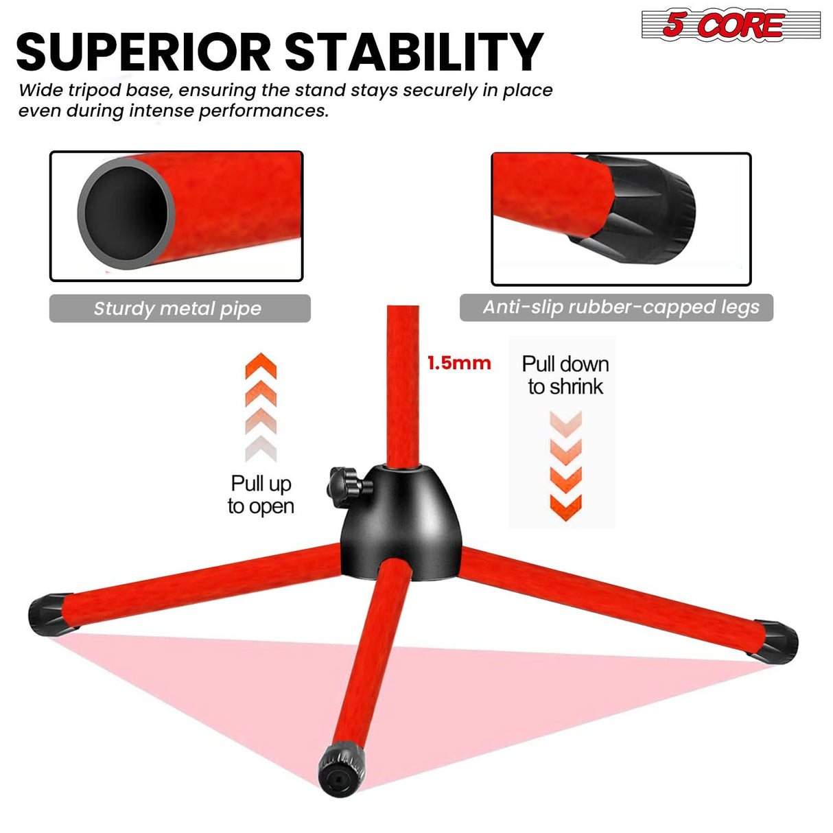 5Core Tripod Mic Stand 2Pcs Adjustable Holder Floor Microphone Boom Arm