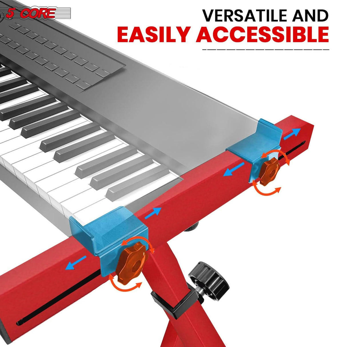5Core heavy duty adjustable red stand for electric keyboard