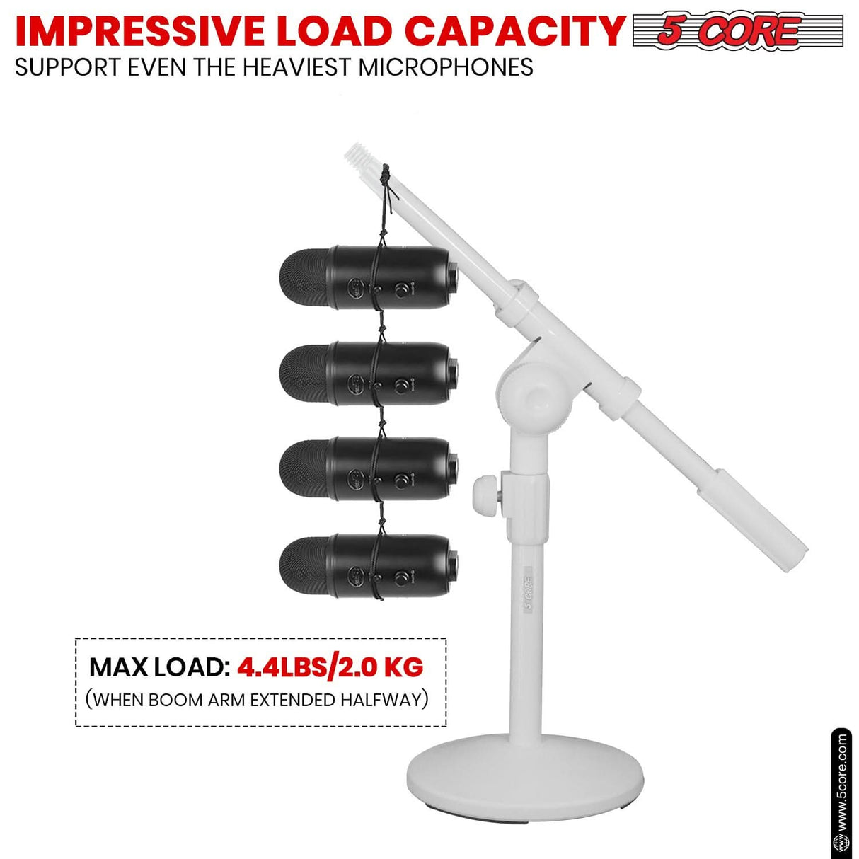 5Core universal microphone stand with round base for desk setup