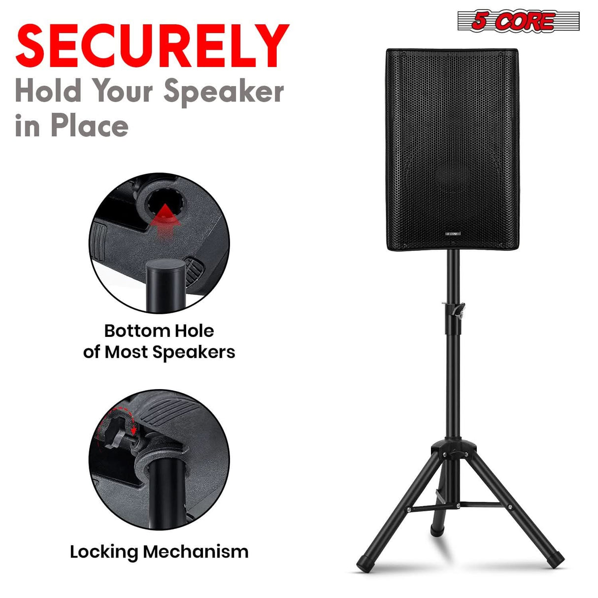 5Core tripod speaker mount with 36 inch height for portability