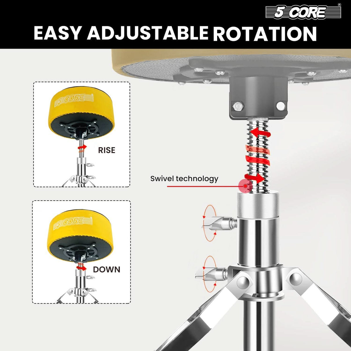 Luxury velvet padded seat for drummers and musicians, adjustable height