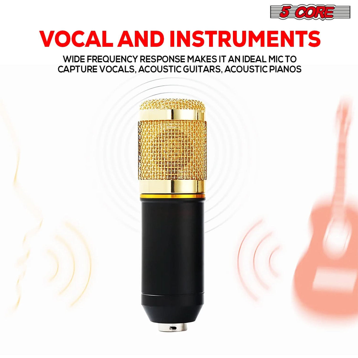 5Core 5Core recording microphone podcast bundle with condenser cardioid mic and boom arm