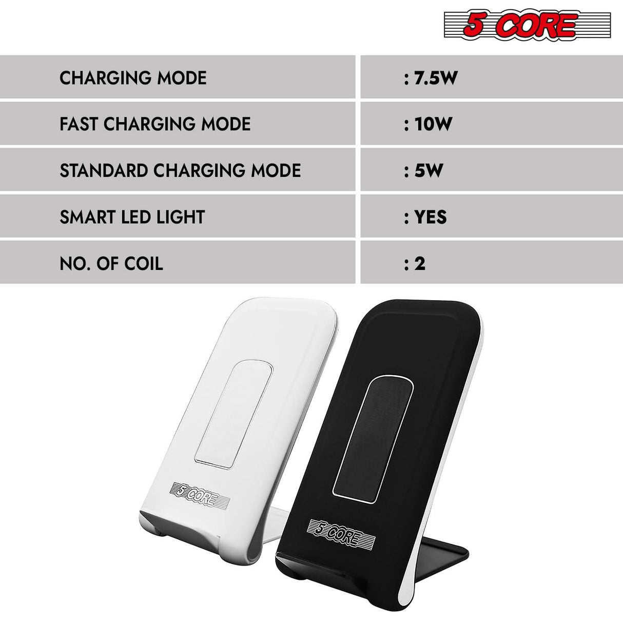 5Core wireless charging pad 10W max glass top fast wireless charger pair boostcharge slim USB-C