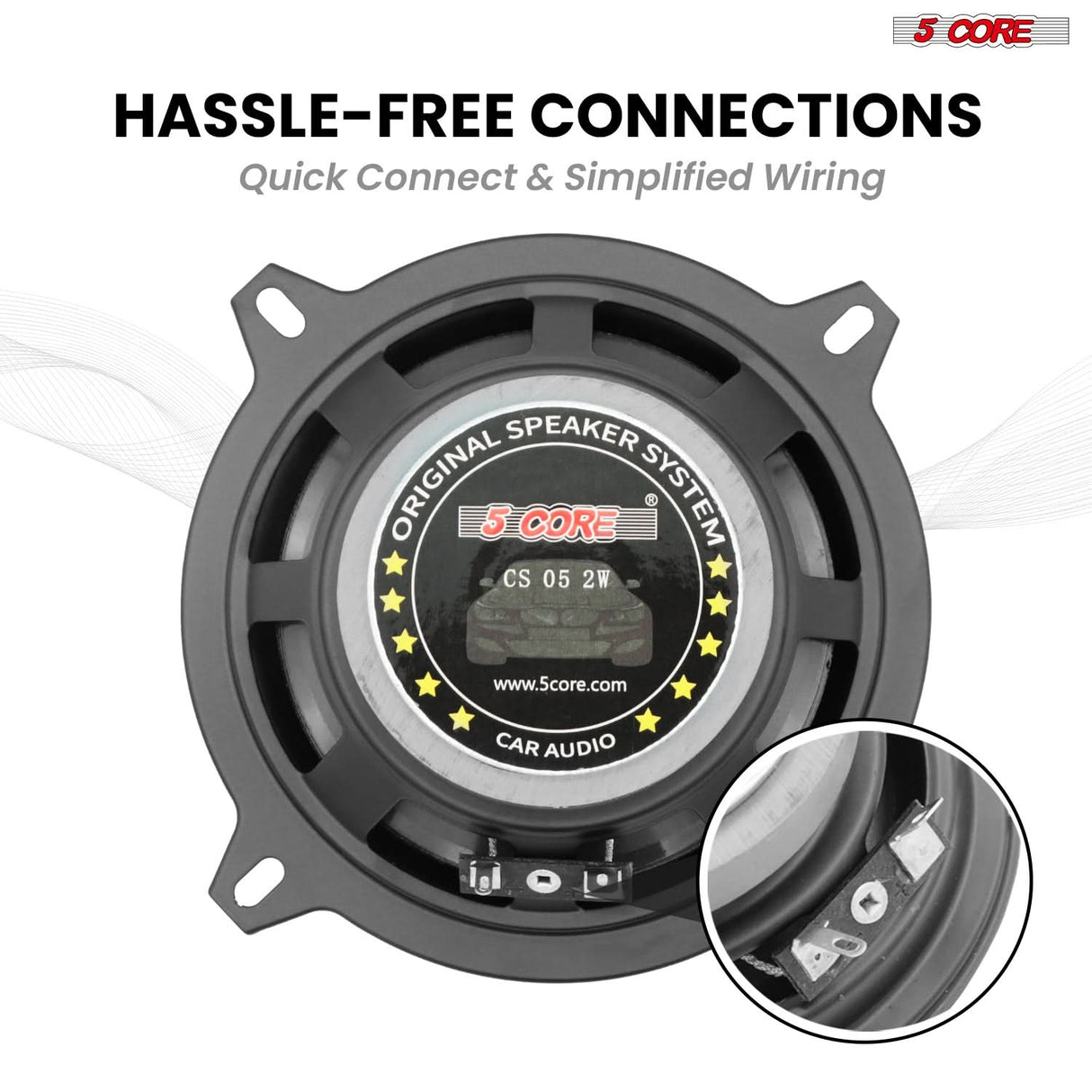 5Core Coaxial Car Door Speakers 5” Pair 350W 4Ohm 2 Way Component Subwoofer Audio w Super Tweeter