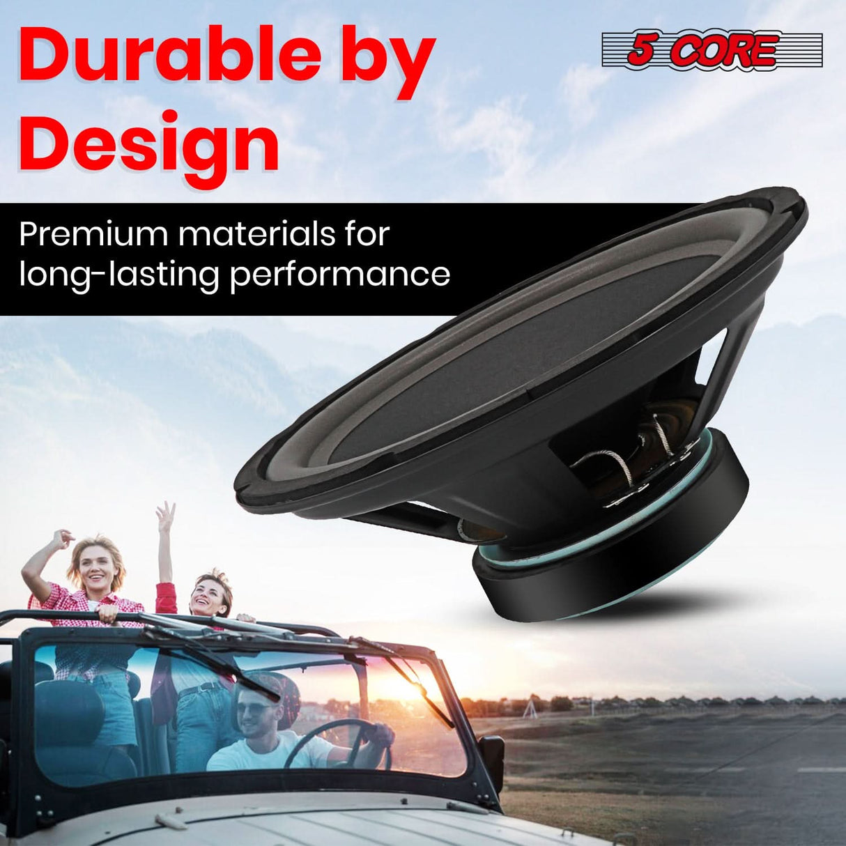 5 Core 10 Inch Subwoofer pair 600W Car Audio Sub Woofer 4 Ohm w Deep Bass Replacement Loud Speaker