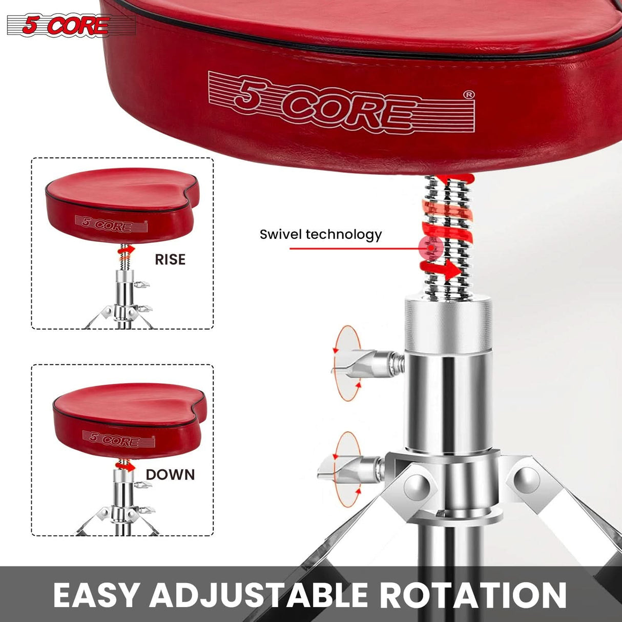5Core Drum Throne Padded Guitar Stool Saddle Drummer Seat for Adults & Kids