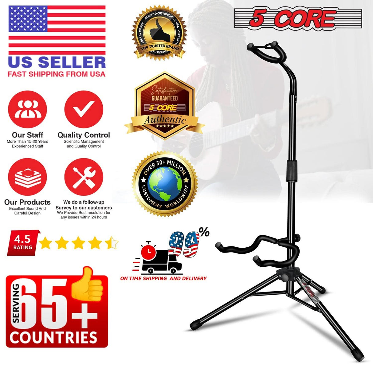5Core folding holder guitar stand floor soporte para guitarra for acoustic electric bass