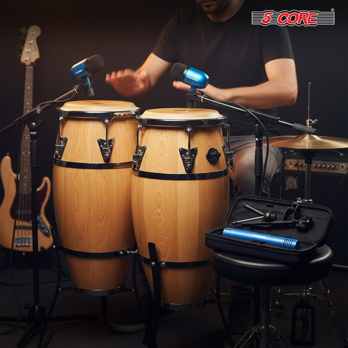 5 Core Conga Mic Snare Tom Set Professional XLR Cardioid Unidirectional Instrument Microphone Kit
