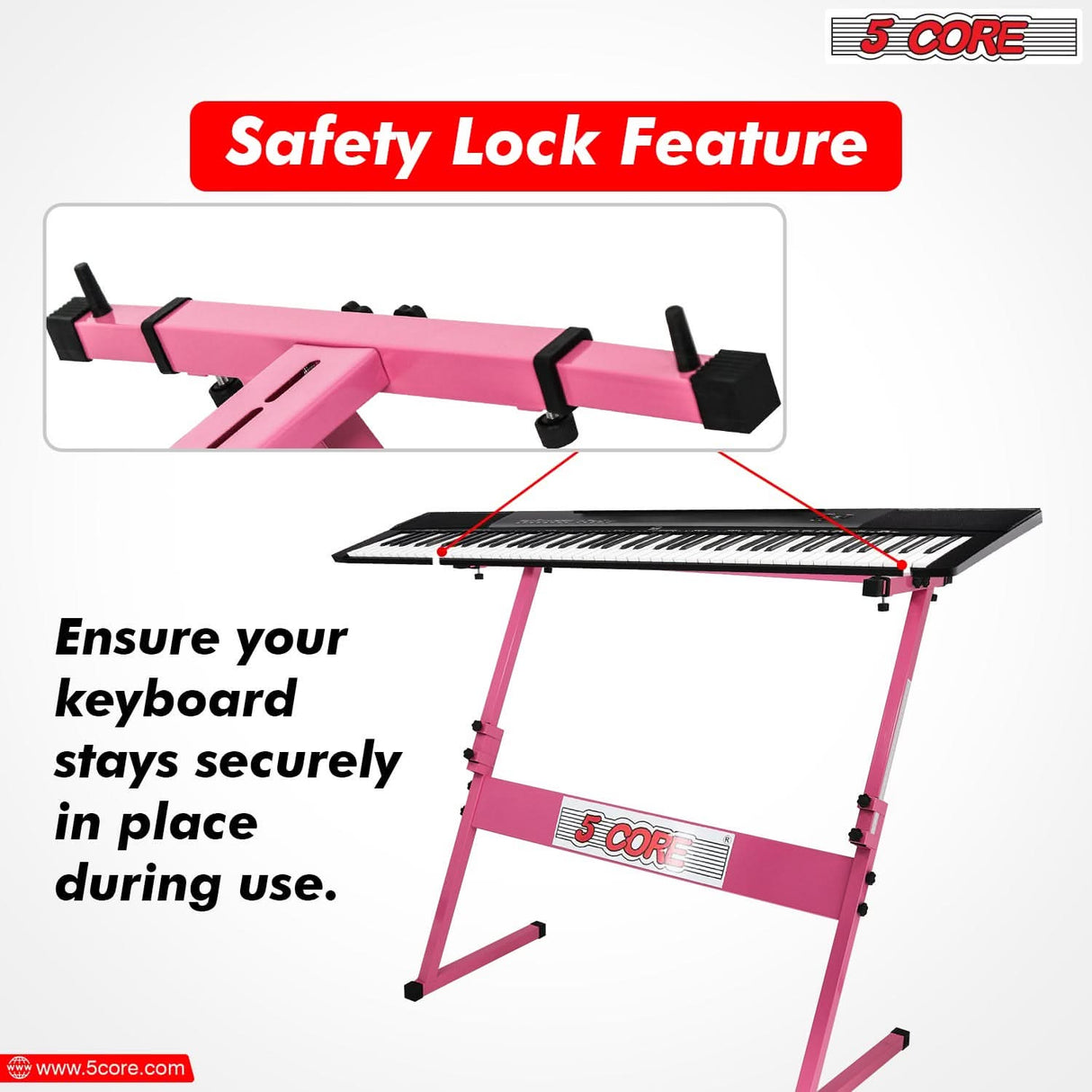 Z style pink piano riser and bench adjustable for electric keyboards