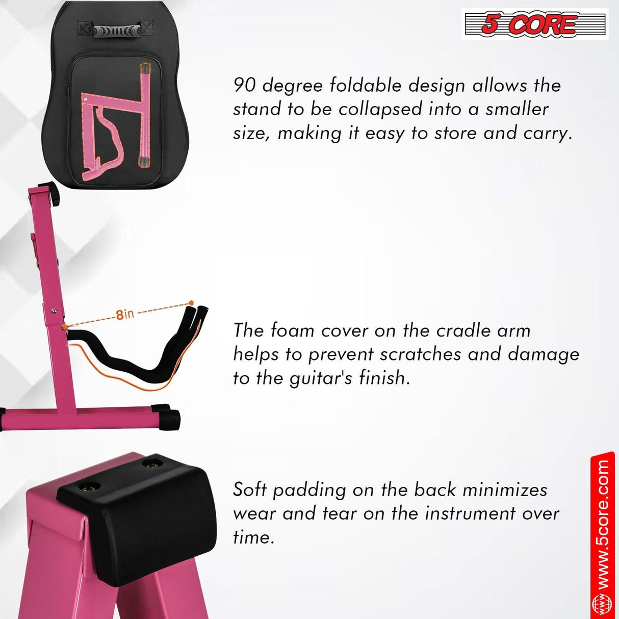 Easy-to-use pink guitar holder with a stable base