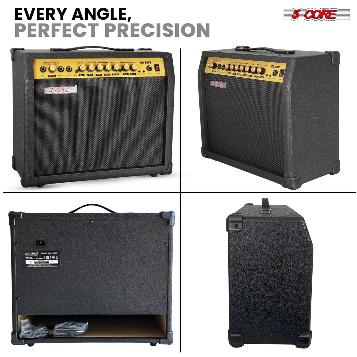 5 Core Guitar Amp 80 Watt  Electric Amplifier w Built in 10" Speaker Portable Mini Practice Amps