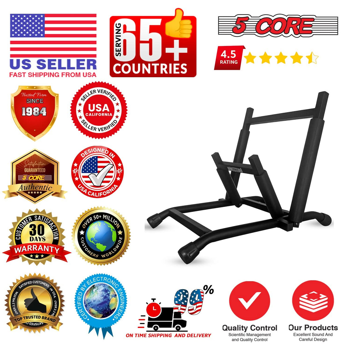 5 Core Guitar Amp Stand Heavy Duty Foam Cover Arm Adjustable Low Profile Collapsible