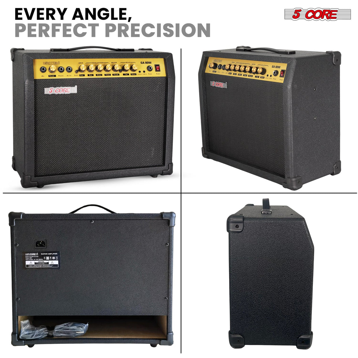 5 Core Guitar Amp 80 Watt Electric Amplifier w Built in 10" Speaker Portable Mini Practice Amps