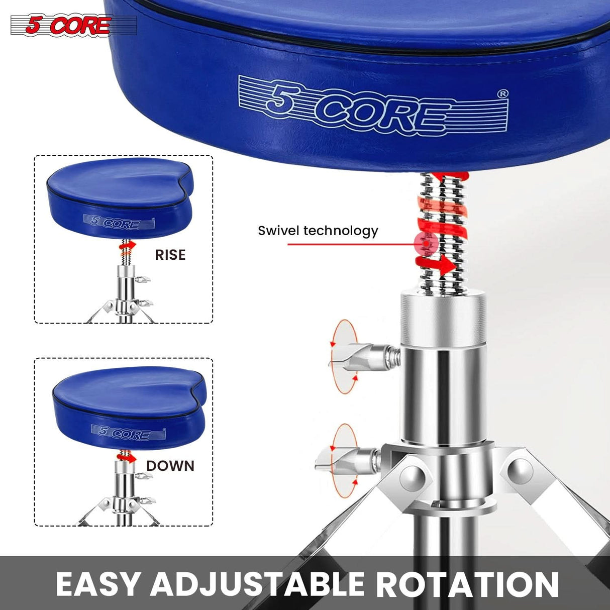 5Core Drum Throne Padded Guitar Stool Saddle Drummer Seat for Adults & Kids