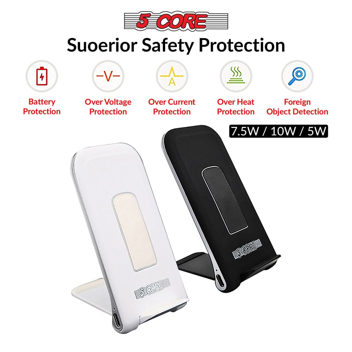 5Core USB-C 10W max fast wireless charger glass top wireless charging pad pair boostcharge slim