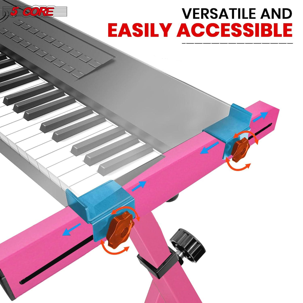 5Core sturdy adjustable pink keyboard stand Z style with wheels