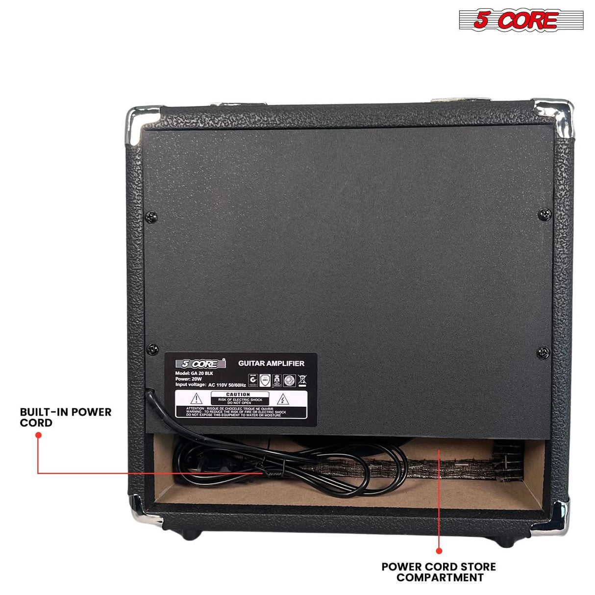 5 Core Guitar Amp 20W Electric Portable Mini Amplifier w Built in 6.5" Speaker Aux Headphone Jack