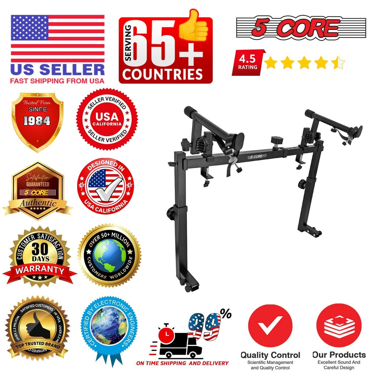 5 Core 2 Tier Keyboard Stand Attachment Adjustable Digital Piano Stands Adapter