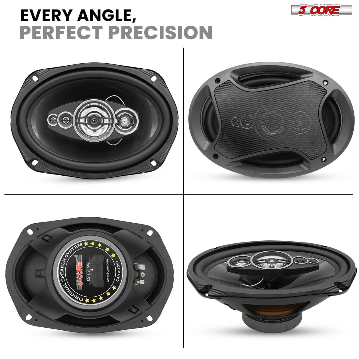 5Core 6x9 Car Speaker 800W Pair 4Ohm 4 Way Coaxial Speaker w Super Tweeter Universal Fit