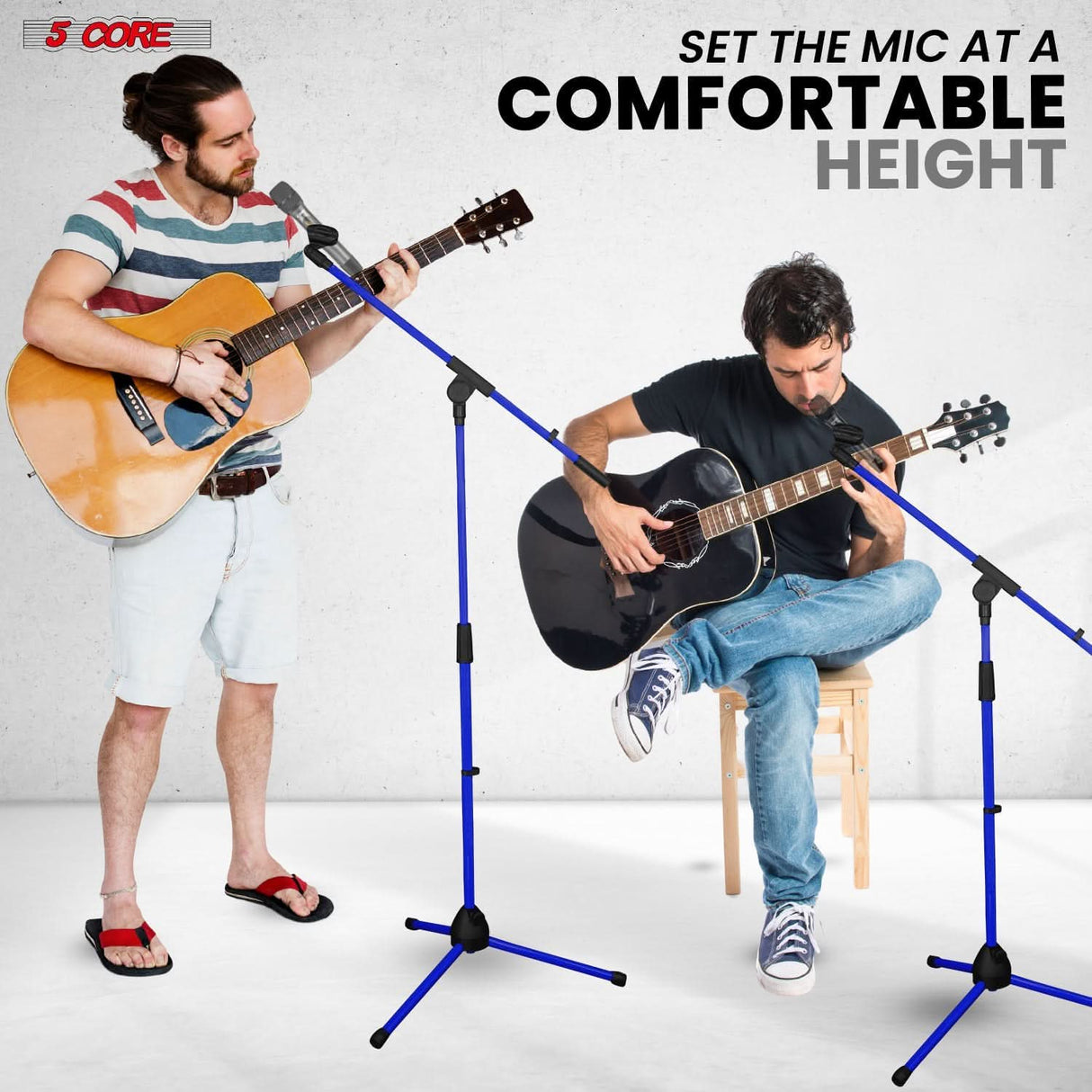 5Core Tripod Mic Stand 2Pcs Adjustable Holder Floor Microphone Boom Arm