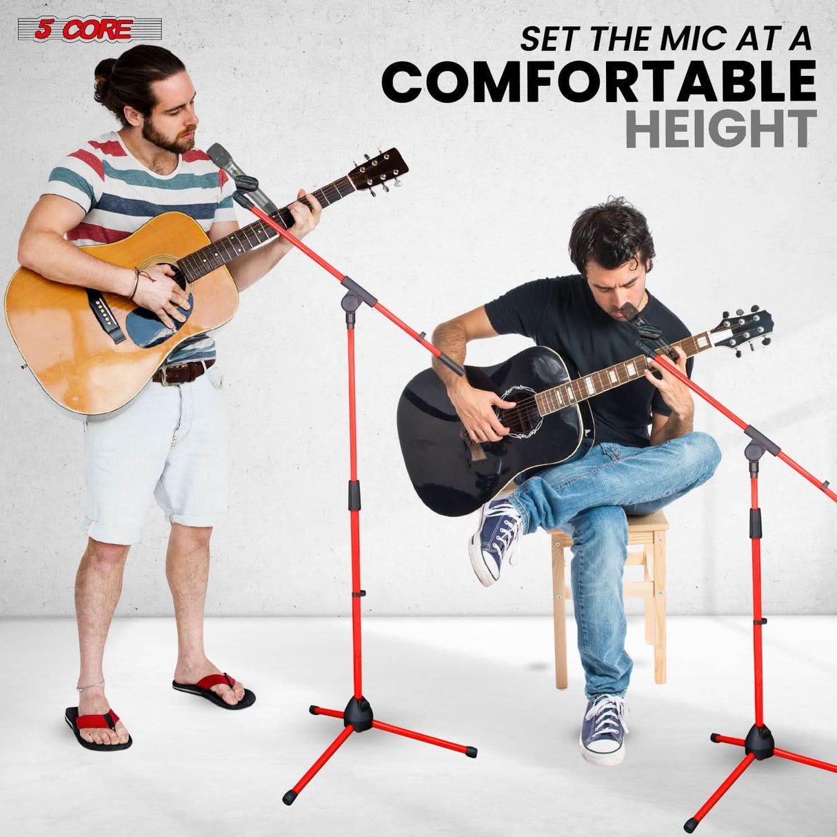 5Core Tripod Mic Stand 2Pcs Adjustable Holder Floor Microphone Boom Arm