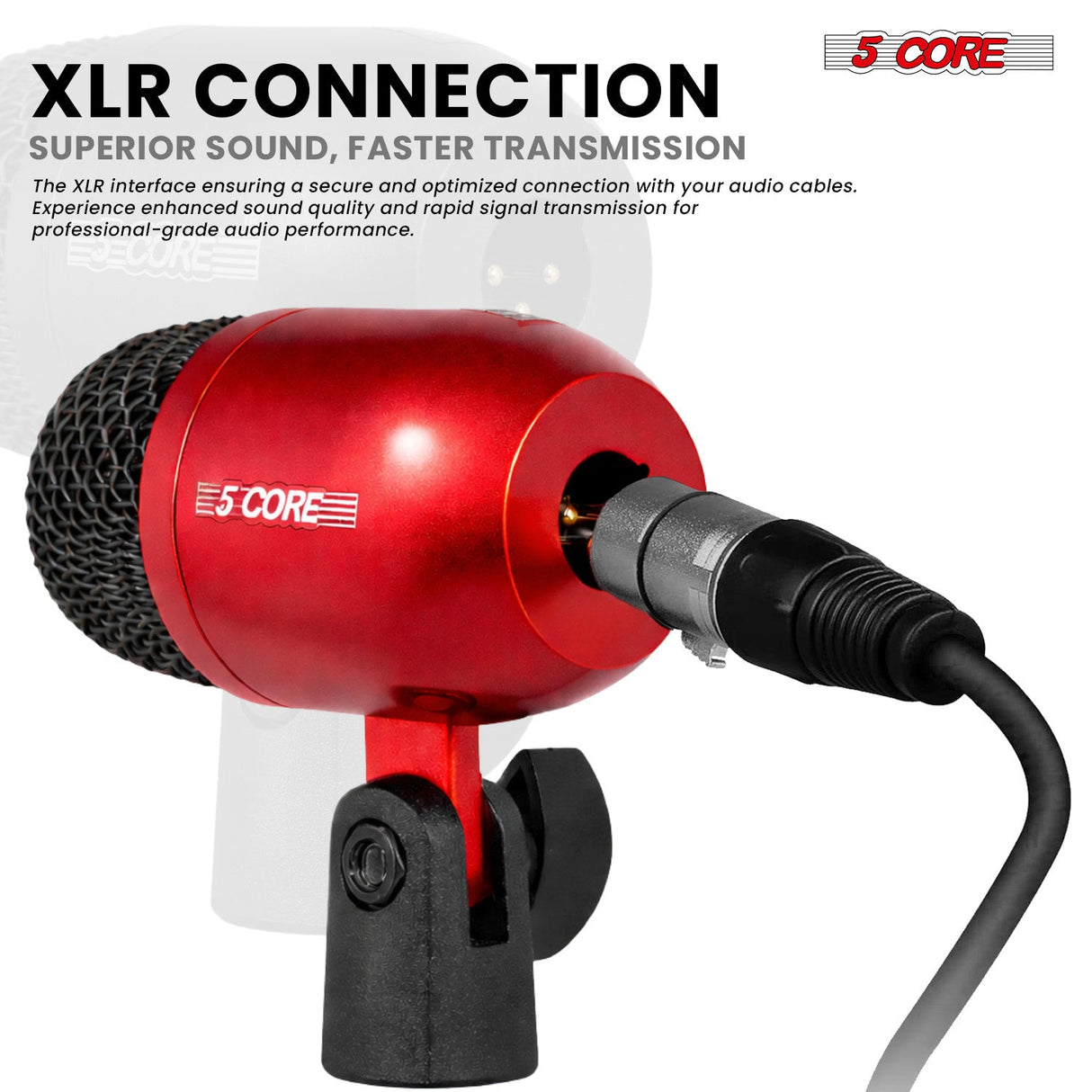 5 Core Conga Mic Snare Tom Set Professional XLR Cardioid Unidirectional Instrument Microphone Kit