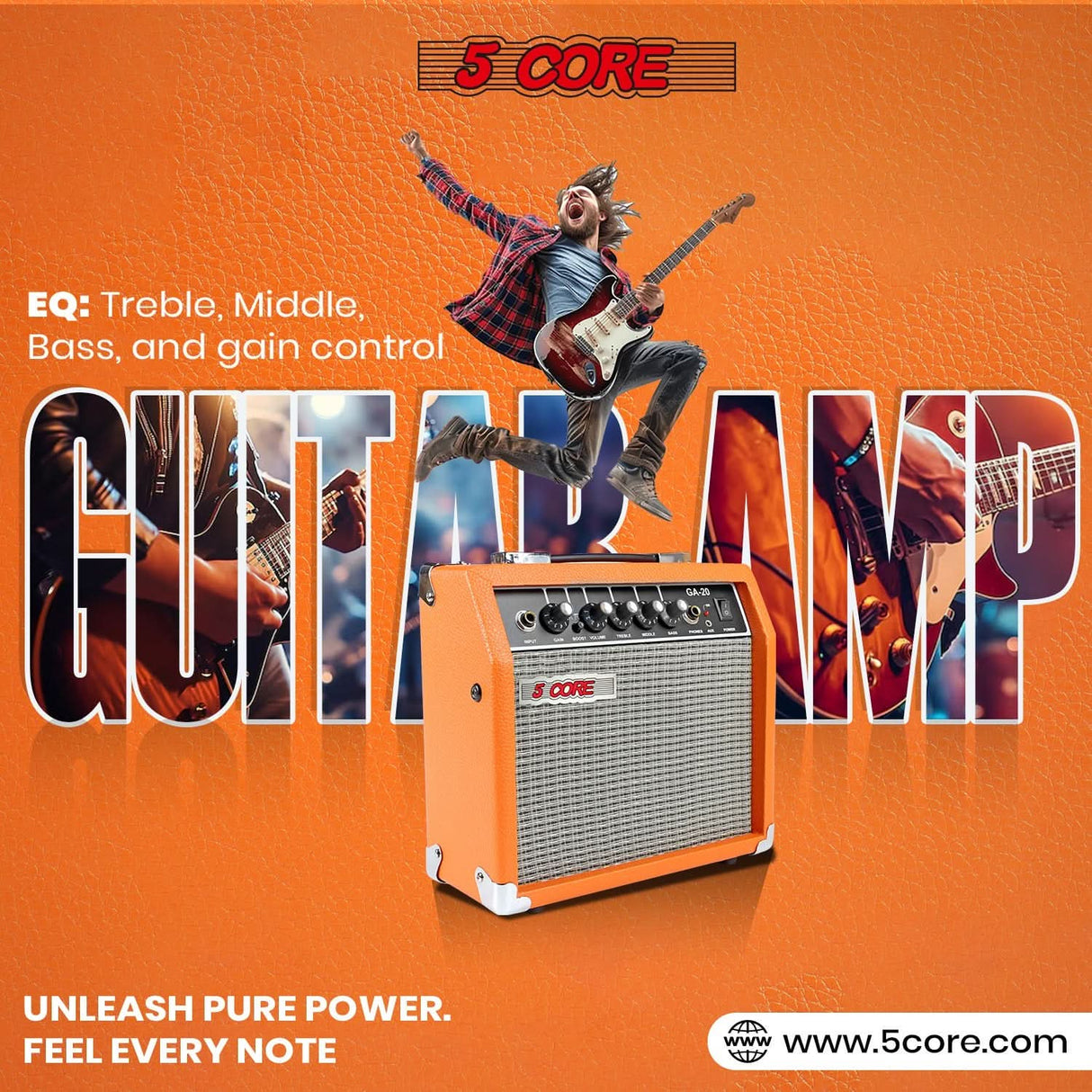 Practice amplifier 5 Core 20W for guitar acoustic and electric use