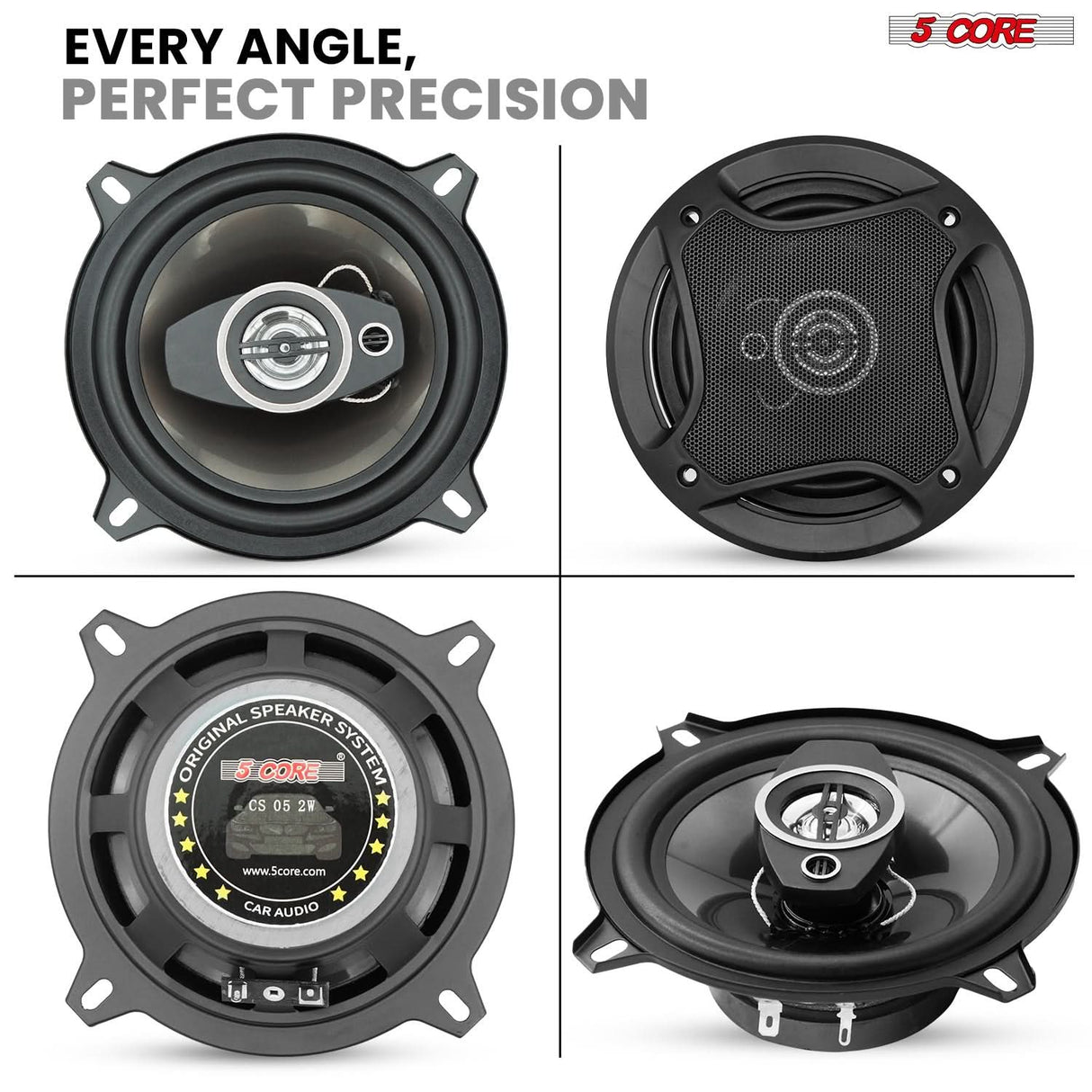 5Core 5” Car Speakers Pair 350W 4Ohm 2 Way Coaxial Speaker w Super Tweeter Universal Fit for Vehicle