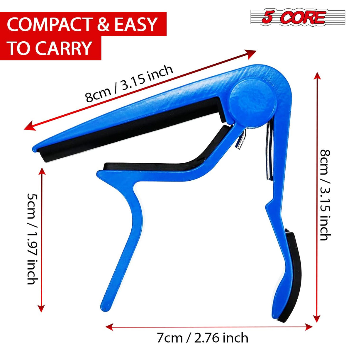 5Core Capo for Guitar rust-resistant metal finish top view