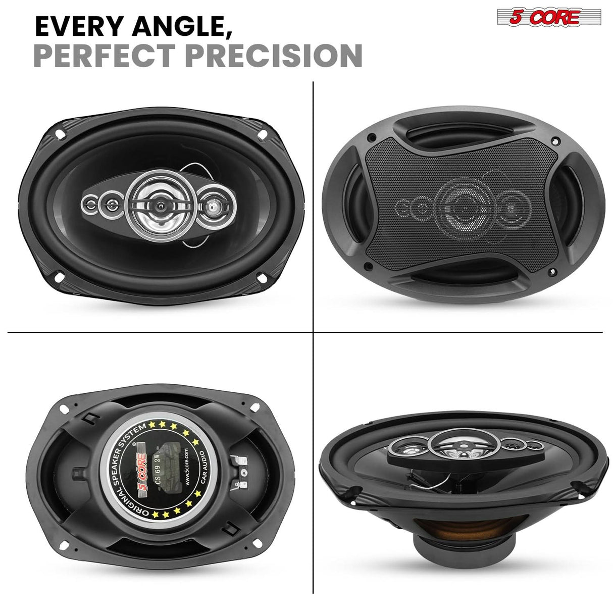 5Core 6x9 Car Speaker Pair 800W 4Ohm 2 Way Coaxial Speaker w Super Tweeter Universal Fit for Vehicle