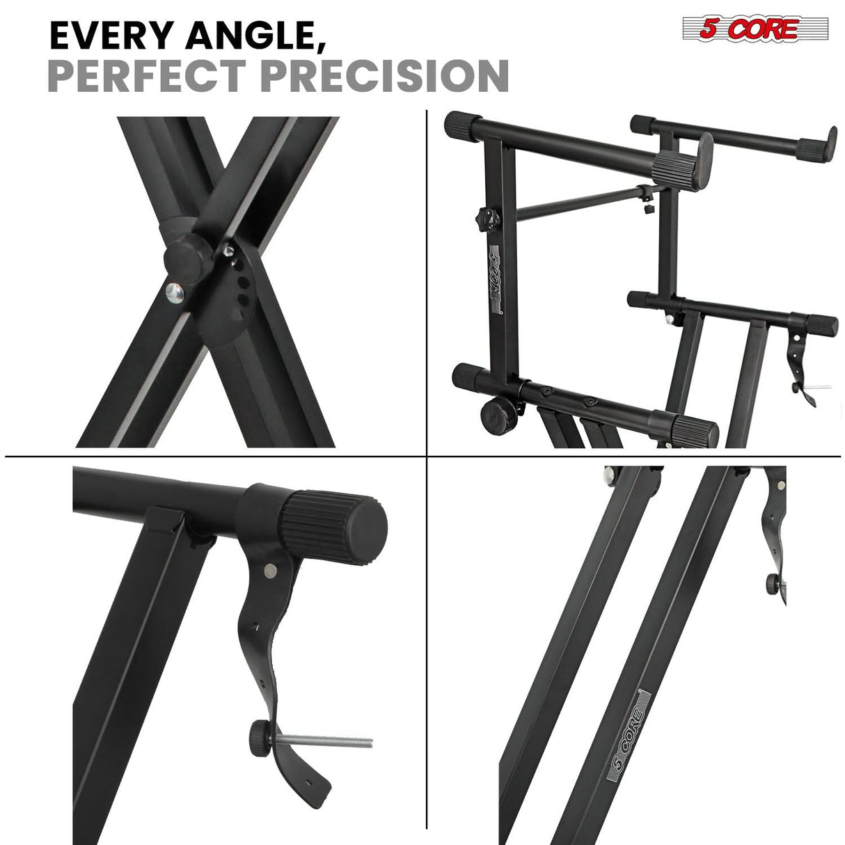 5Core 2 Tier Keyboard Stand Double X Style Adjustable Electric Piano Riser Holder