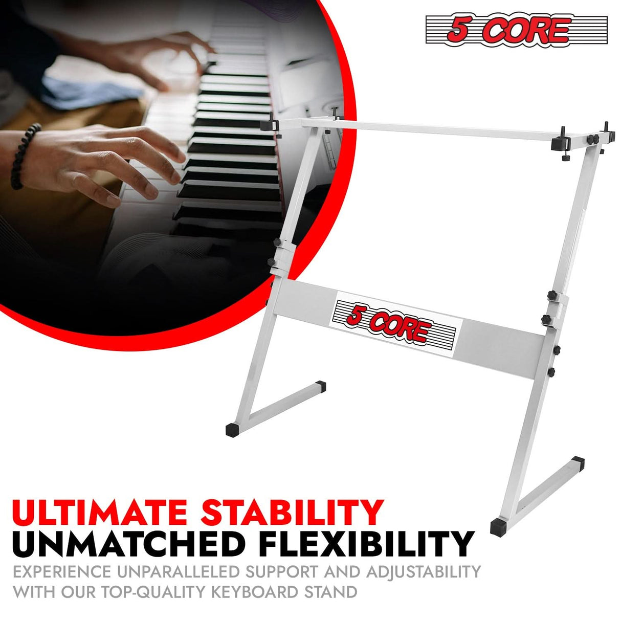 5 Core Keyboard Stand Z Style Height Adjustable Sturdy Piano Riser Lift Holder Stands