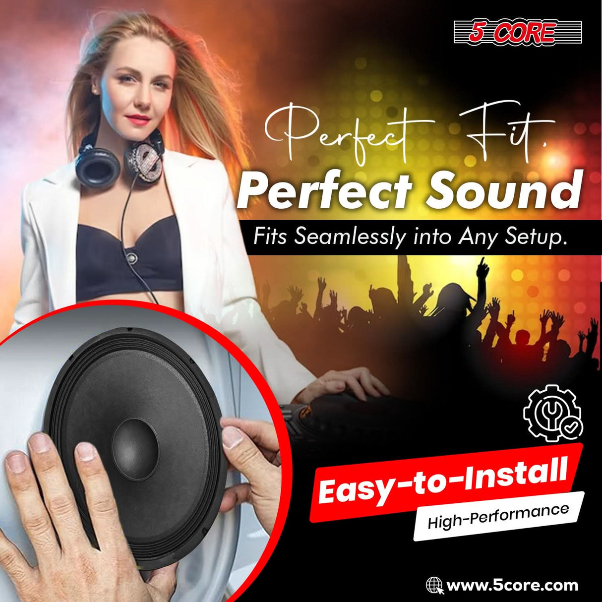 5Core 15 inch PA subwoofer speaker powerful sound front view