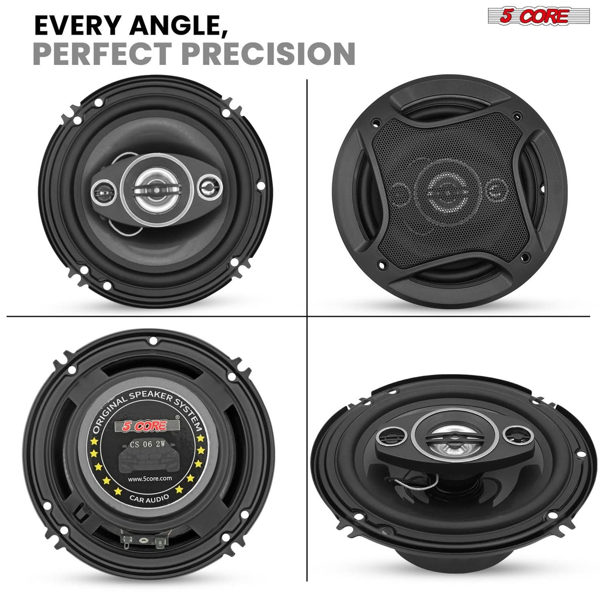 5 Core 2 Way 6" Car Speaker 500W Coaxial Component Speaker Universal Quick Easy Fit for Cars