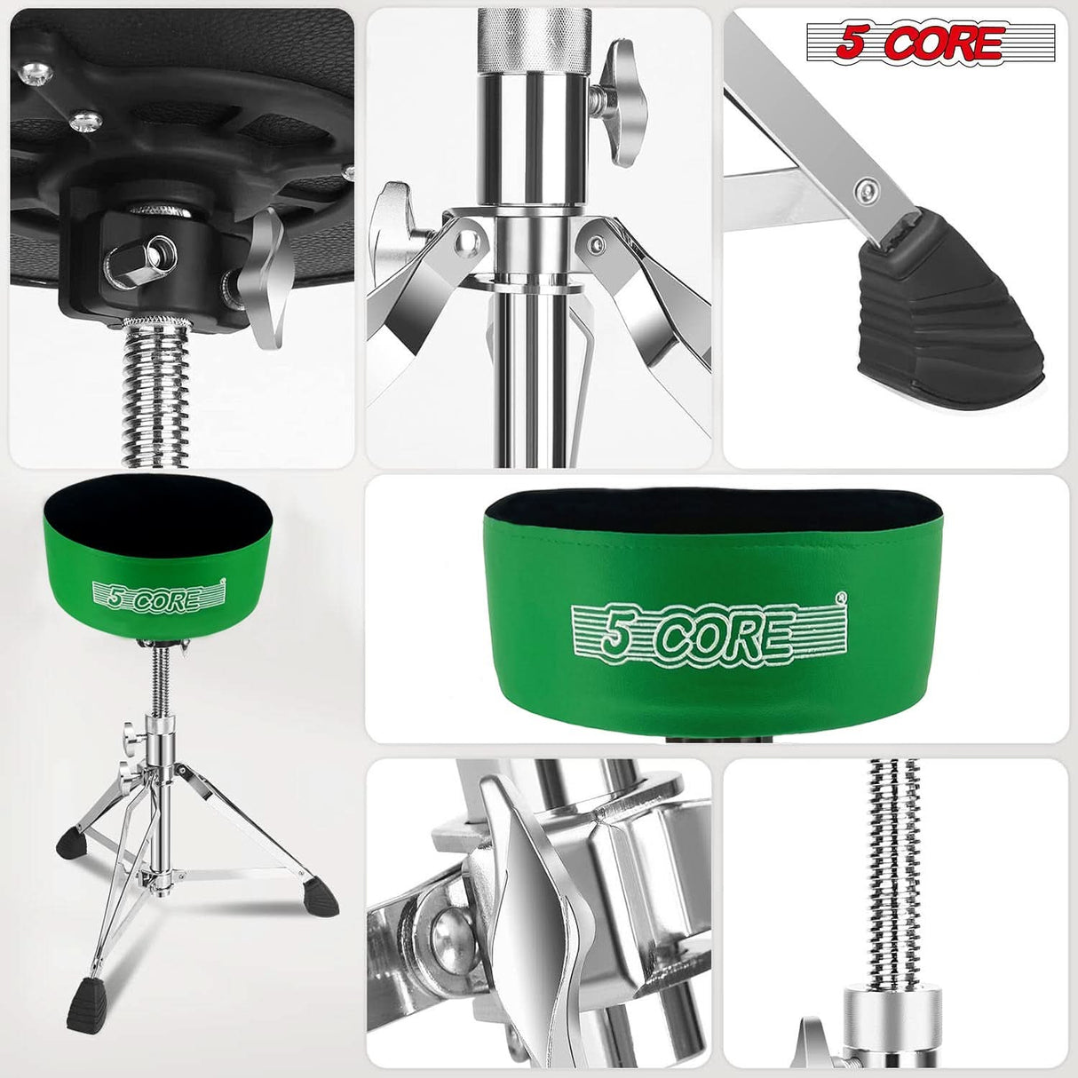 Durable heavy duty musician seat with 5 inch cushion and adjustable height