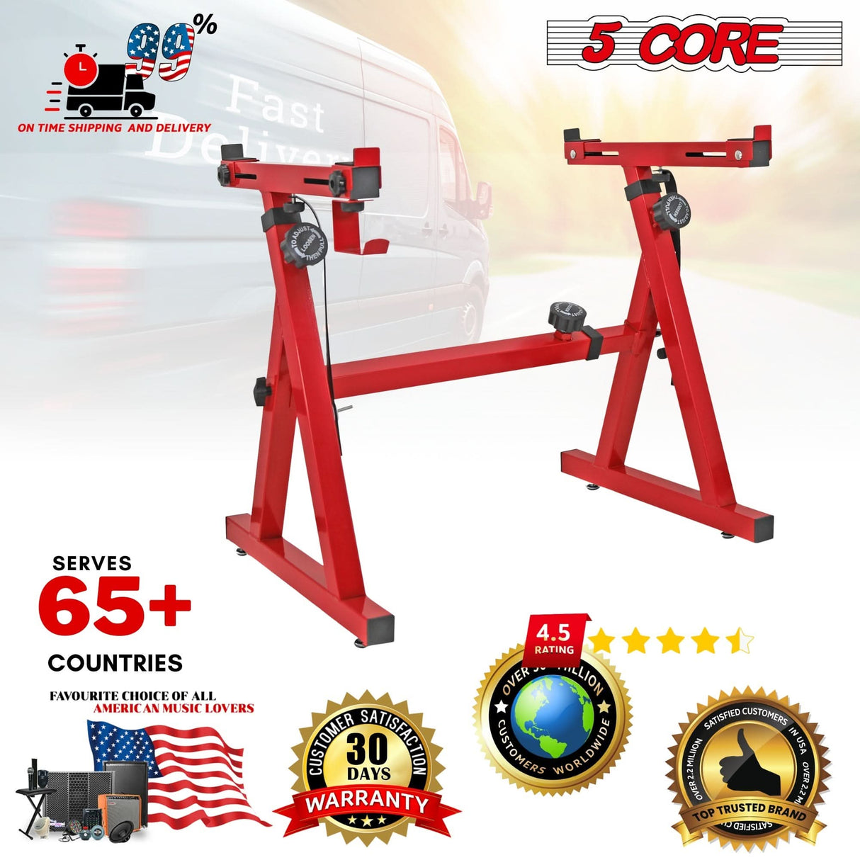 Red Z Style Sturdy Adjustable Piano Riser Keyboard Stand