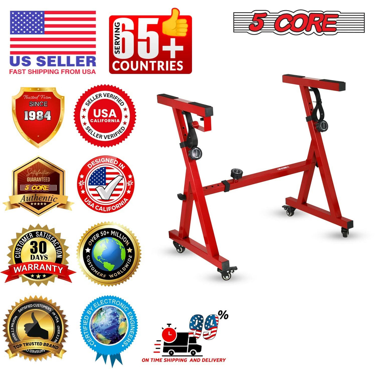 5Core Keyboard Stand Adjustable Height 36.5" Width 32.5” Z Style Electric Piano Riser 250Lb Capacity