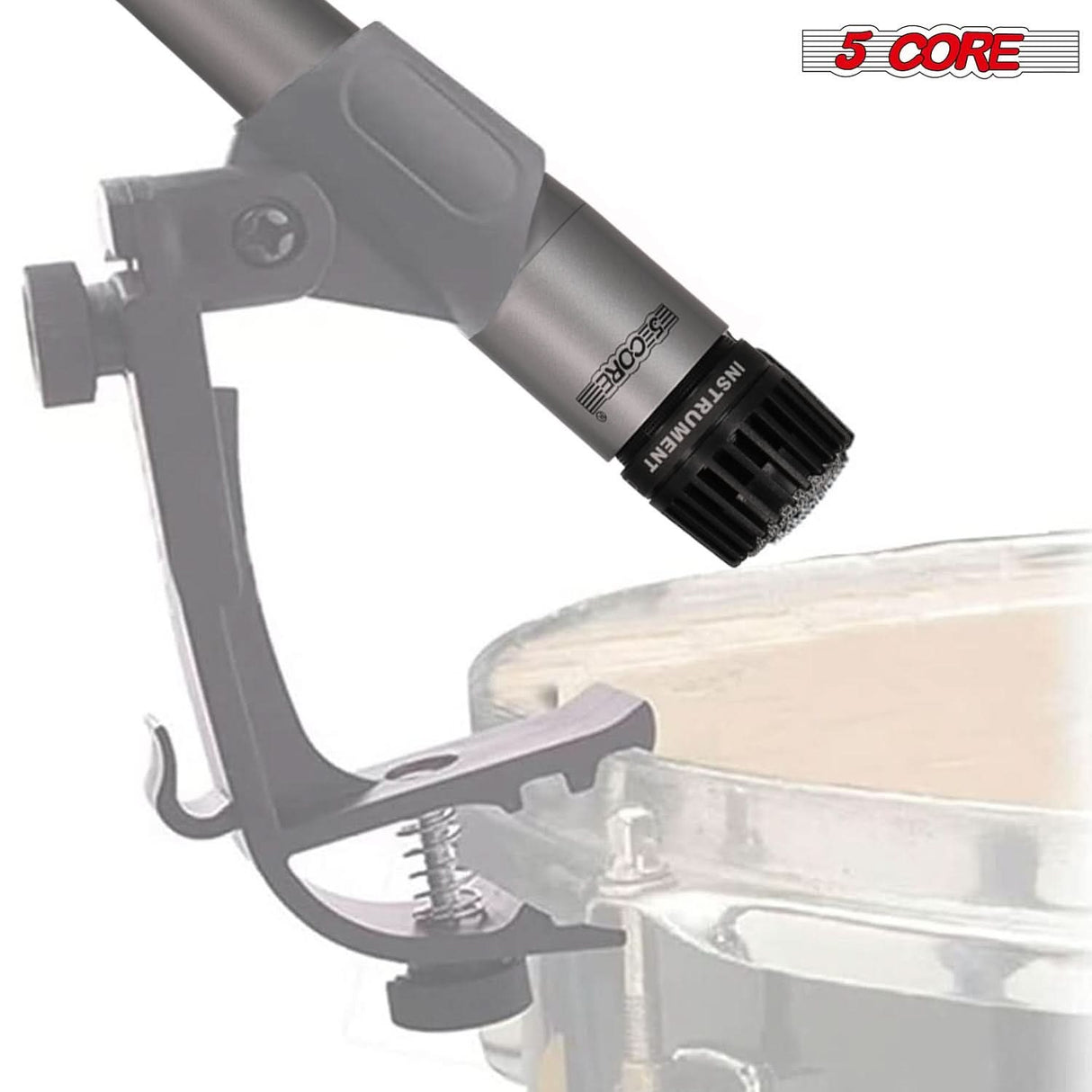 5 Core Drum Microphone Kit 9Pc All Metal Drummer Mics Tom/Snare & Cymbals Wired Instrument Drums Set